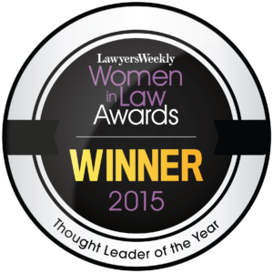 This is an image of the Lawyers Weekly Women in Law Awards Thought Leader of the Year badge for Clarissa Rayward